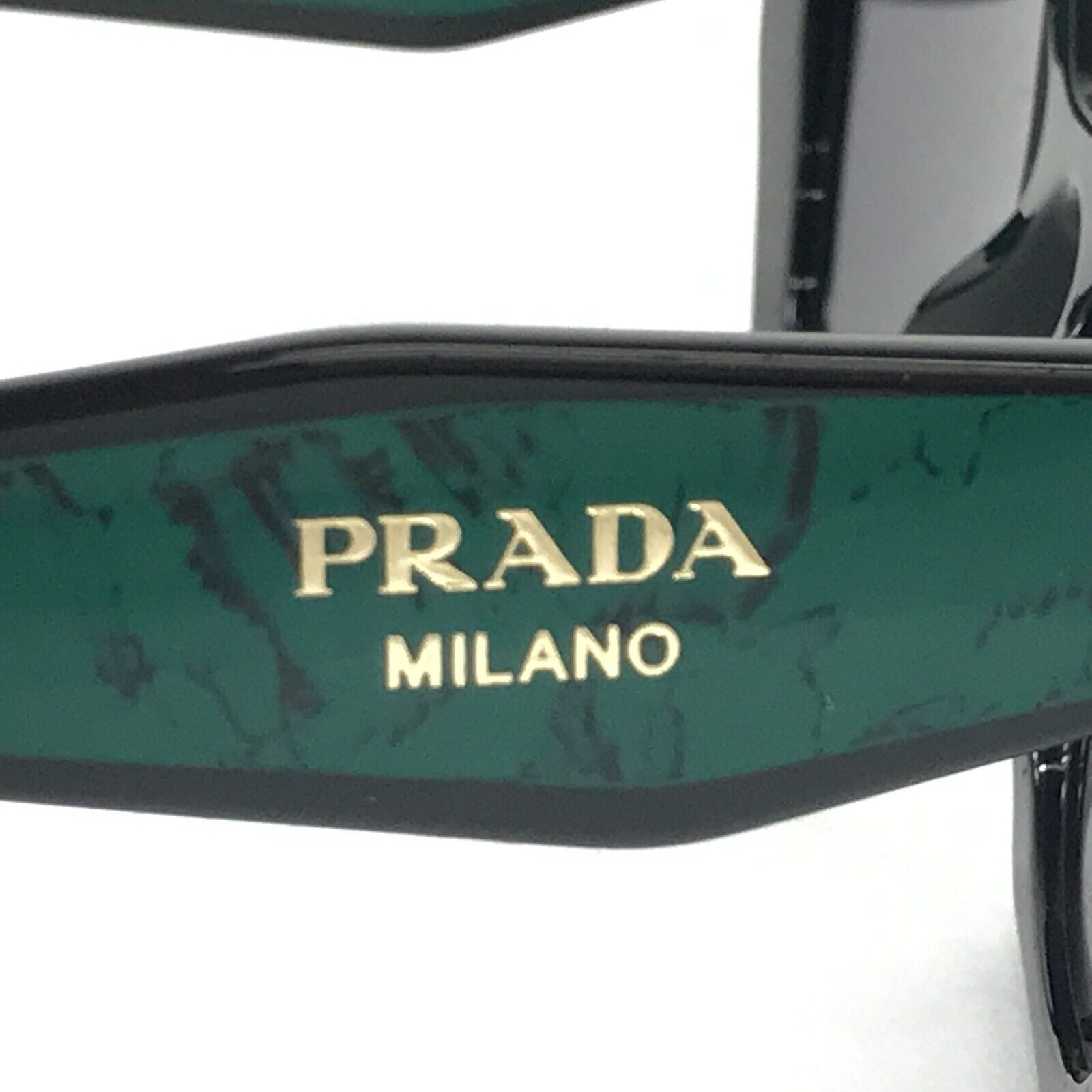 Pre-owned Prada Sunglasses Spr15w 1ab-5z1 Black Green Butterfly Frames With Gray Lenses