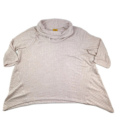 Ruby Rd 3/4 Sleeve Light Pink Knit Top Blouse Cowl Neck Women s Size 3XL