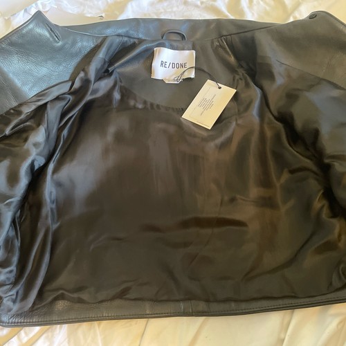 Pre-owned Re/done Re Done, Leather Fringe Jacket Women Size S Black Cropped Clubwear Crop