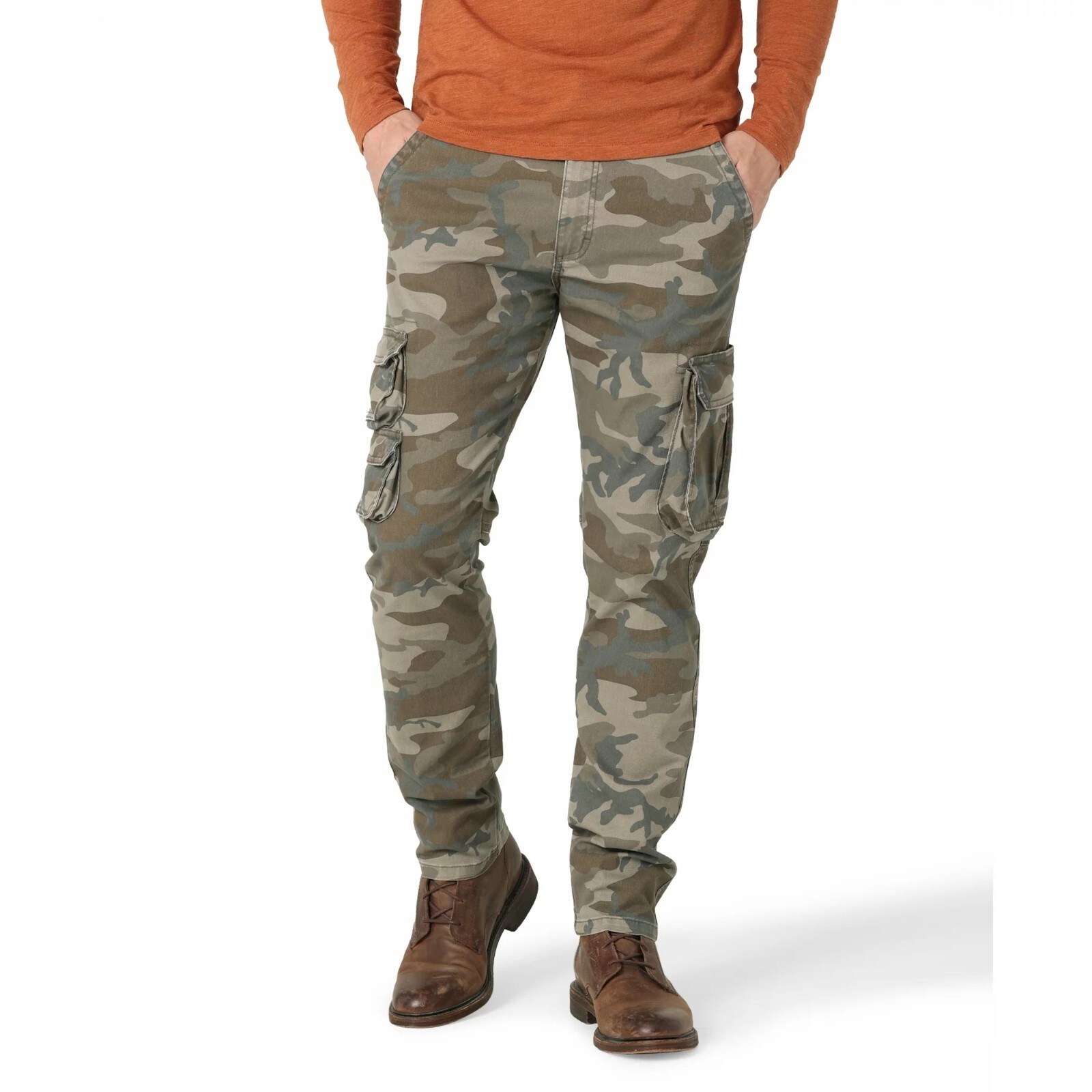 Мужские брюки-карго Wrangler Stretch Taper Leg Regular Fit Cargo всех размеров Jungle Camo