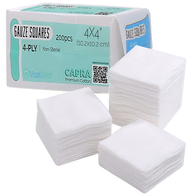 2x2'', 3x3'', 4x4'', 4Ply, 8Ply, 12Ply, Premium Cotton Gauze Pad Sponges Multi Pack