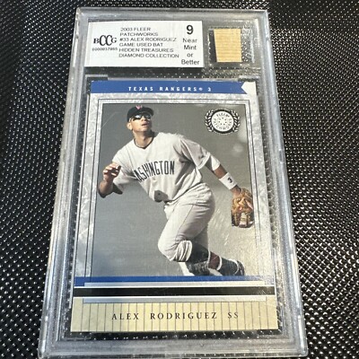2003 Fleer Patchworks - #33 Alex Rodriguez, GAME USED BAT, BCCG 9/10