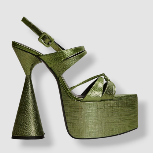 Pre-owned D’accori $1130 D'accori Women Green Belle Slingback Platform Heel Shoe Sz Eu 38/us 8