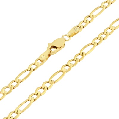 10K Yellow Gold 3.5mm Figaro Chain Bracelet or Anklet Mens Women 7" 8" 9"