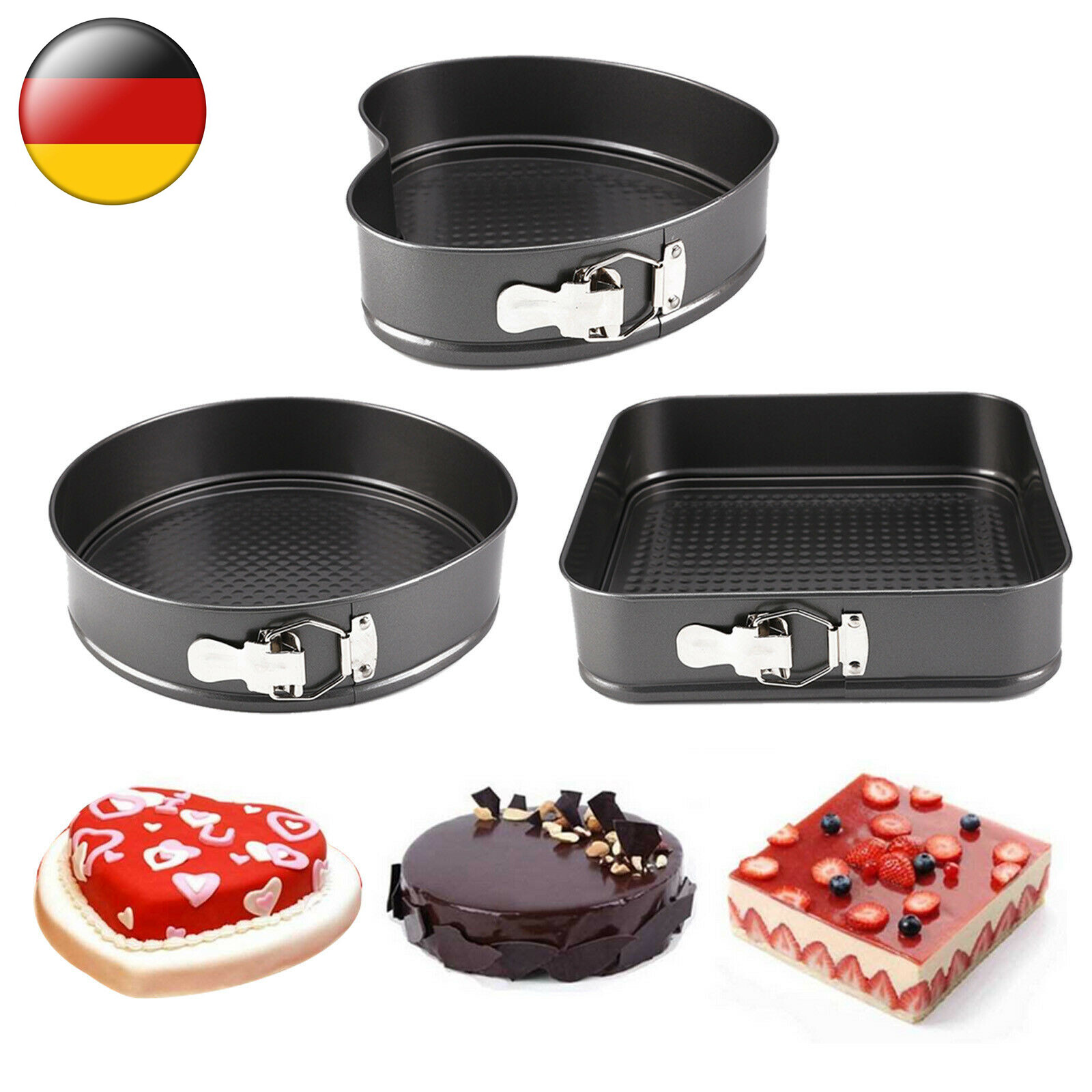 3er Set Backformen Kuchenform Backbleche & -formen Herzform Backbleche Ofenblech