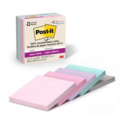 Post-it 100% Recycled Paper Super Sticky Notes 2X The Sticking...
