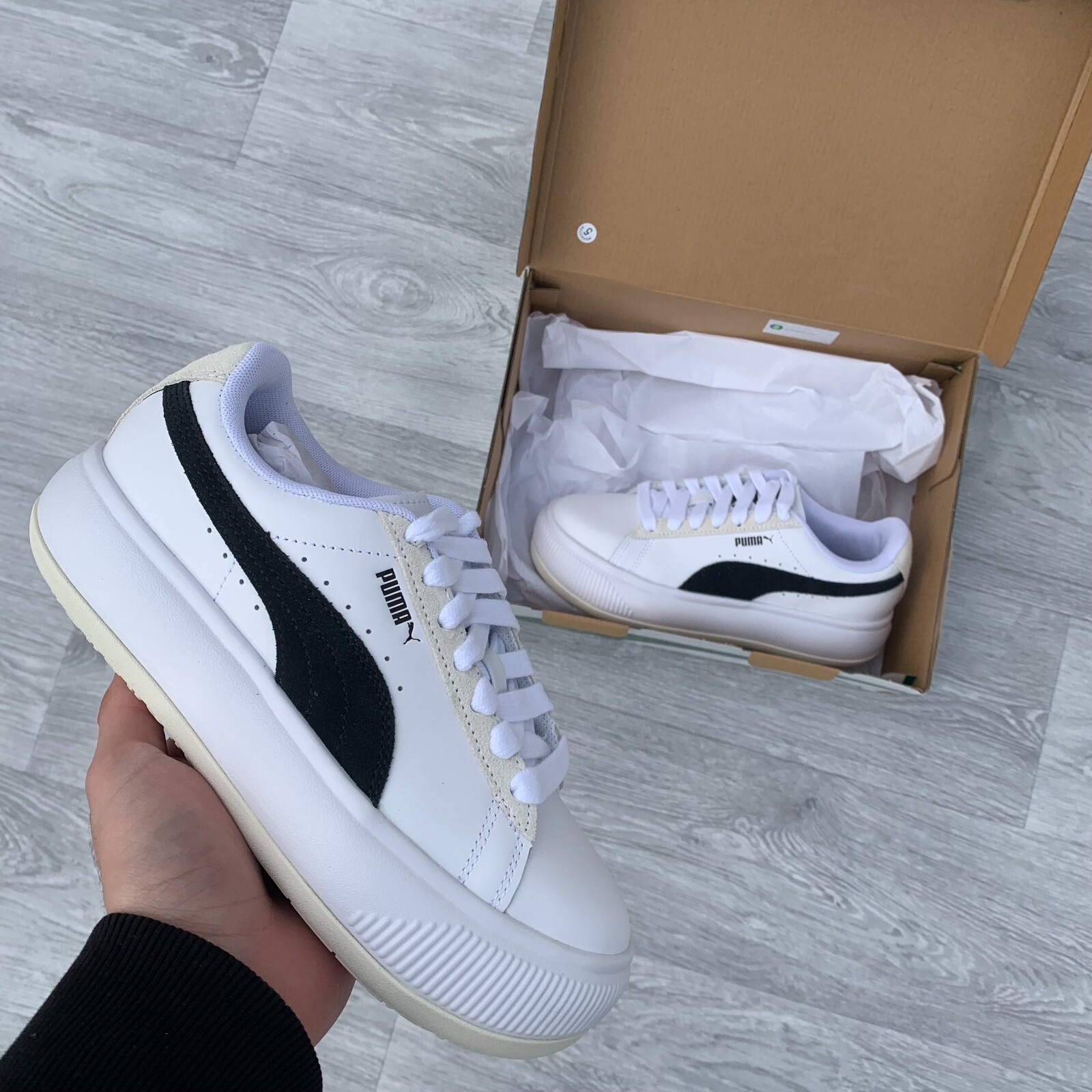 PUMA Suede Mayu Mix Womens Platform Trainers Sneakers - White/Black  [382581-01] | eBay UK