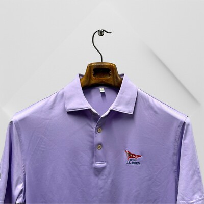 Peter Millar Summer Comfort Polo Shirt Mens S Solid Purple  LACC 123rd US Open