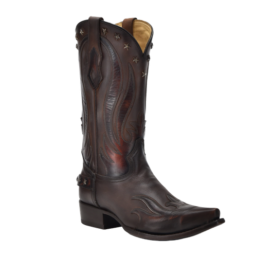 Pre-owned Corral Men's Wing Tip Overlay & Studs Chocolate Western Boots C4154 In Brown