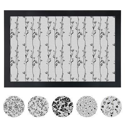 ArtToFrames Custom Cork Bulletin Board Black White Floral Framed in Satin Black