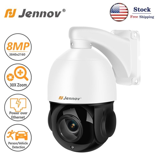 新品 Jennov 4K 8MP POEカメラ P87HM85-30X-EAS JENNOV PTZ PoE 8MP Security Camera 24/7 Recording 2 Way