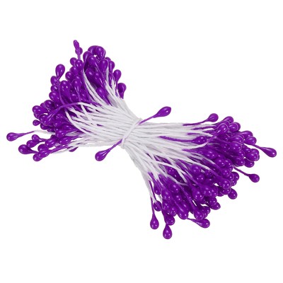 3mm Double Heads Flower Stamen, 150 Pcs Artificial Flower Pistil, Dark Purple