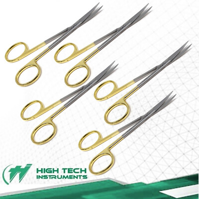 NEW 5 EA Premium GERMAN TC Iris Scissors 4.5'' Curved Surgical Dental Instruments