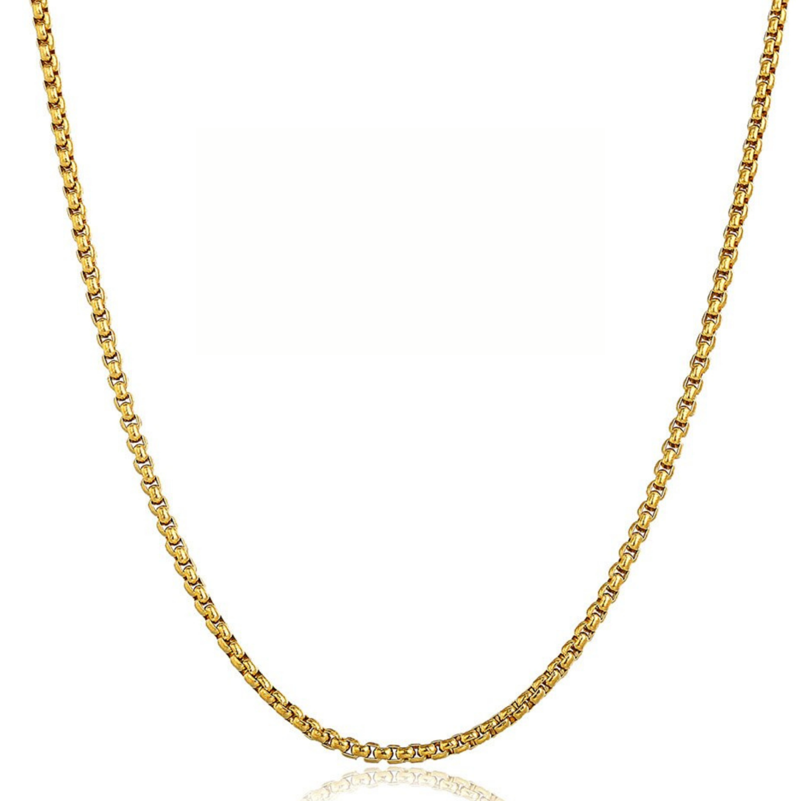 Stainless Steel Round Box Chain 18k Gold Plated 7-38" Bracelet Necklace 1.5-5mm