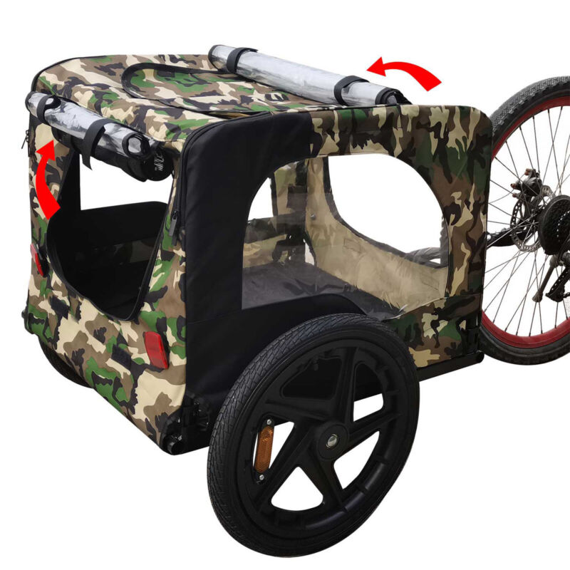 Small Large Dog Bike Trailer Pet Cart Bicycle Trailer W/ Wheel Foldable Stroller