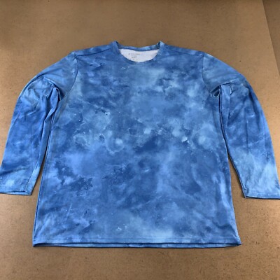 Holloway Adult Size XL Blue Tie Dye Long Sleeve Crew Neck Performance T-Shirt