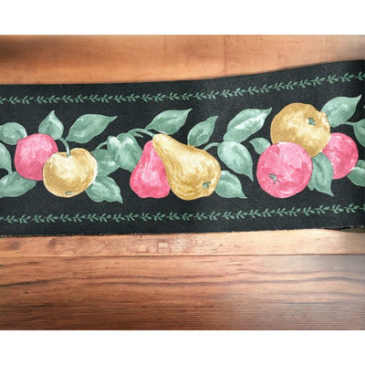 4 Rolls D.W. Vintage Fruit Wallpaper Border 5 yd ea Black Background Shabby Chic