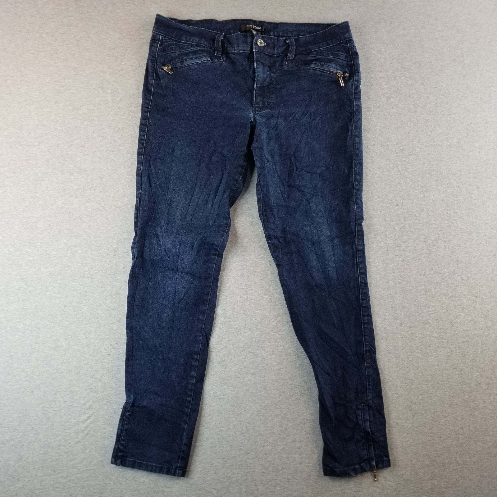 White House Black Market Jeans Women's Sz 12 Blue Dark Wash Cybercore Punk VTG