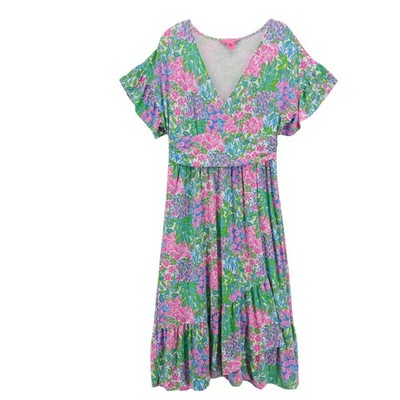 LILLY PULITZER Juliet Ruffle Midi Dress Cherry On Top Size LARGE