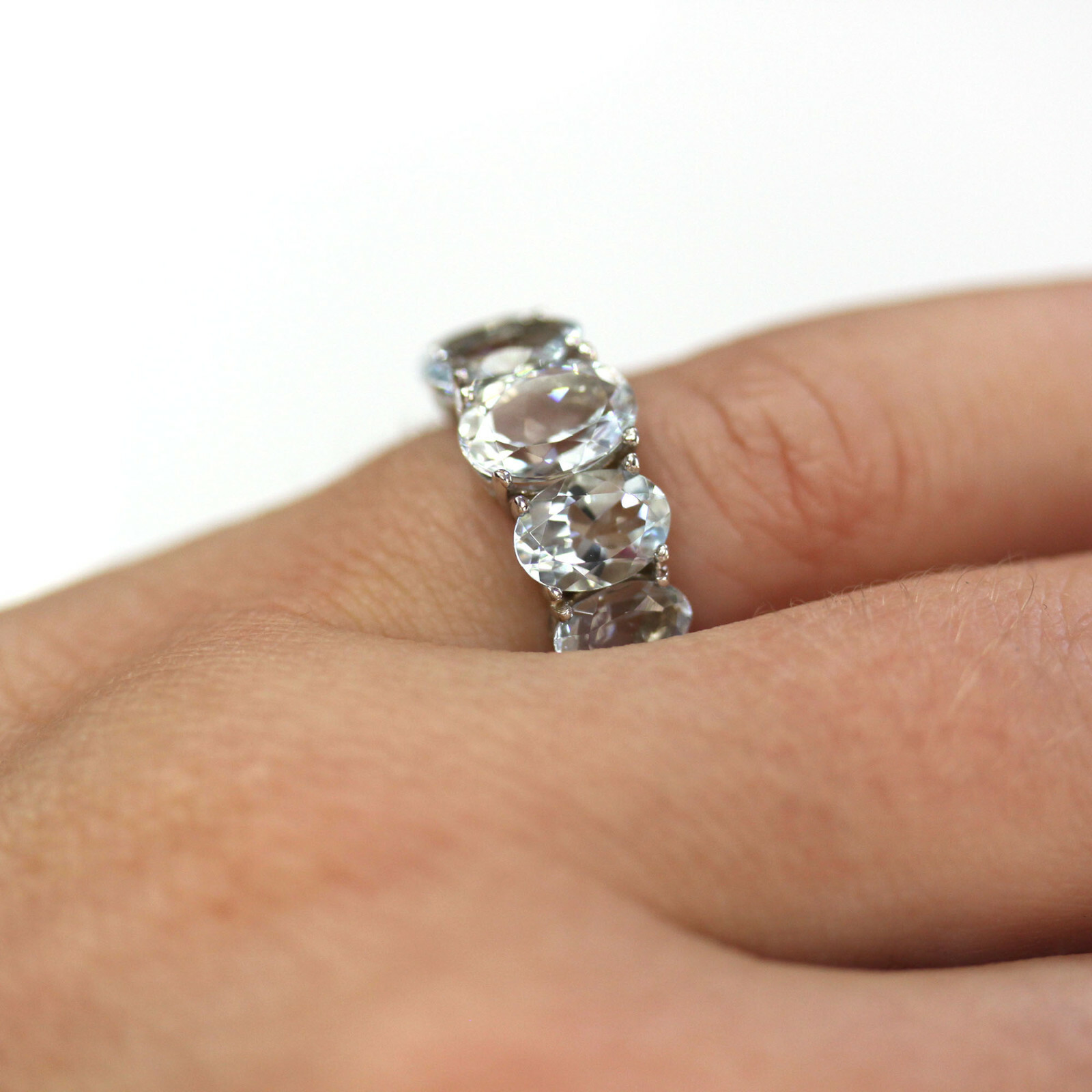 Pre-owned Jewelry By Arsa 3 Ctw Natural Blue Aquamarine Solid 14k Yellow Gold Five Stone Graduated Ring