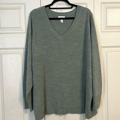 CROFT & BARROW Size 3X Women's Light Green V-Neck Pullover Sweater NWOT Stretch