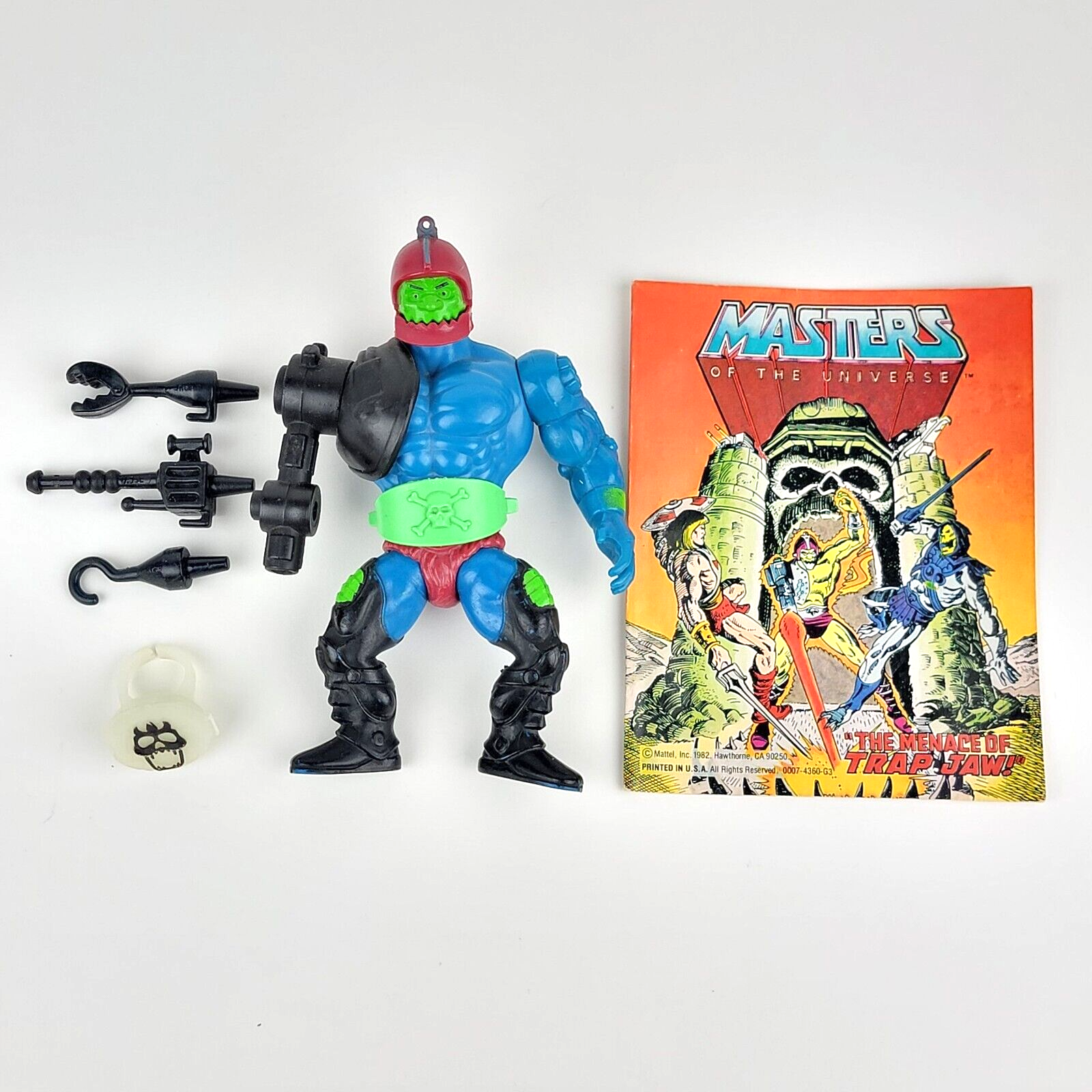 Trap Jaw Complete W/ Comic & Rare Glow Ring  -Vintage 198 Mattel He-Man MOTU EX+