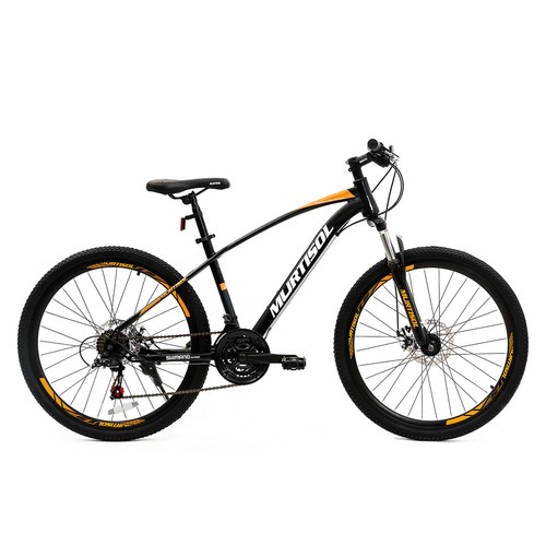 26" Steel Mountain Bike Bicycle Yellow 21 Speed Disc Brakes Front Suspension