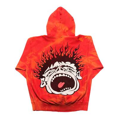 Pre-owned Hellstar Studios Records Hooded Sweatshirt Washed Red