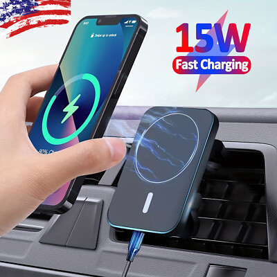 15W Wireless Magnetic Charger Car Mount Holder for iPhone 13/14 Pro Max Magsafe 