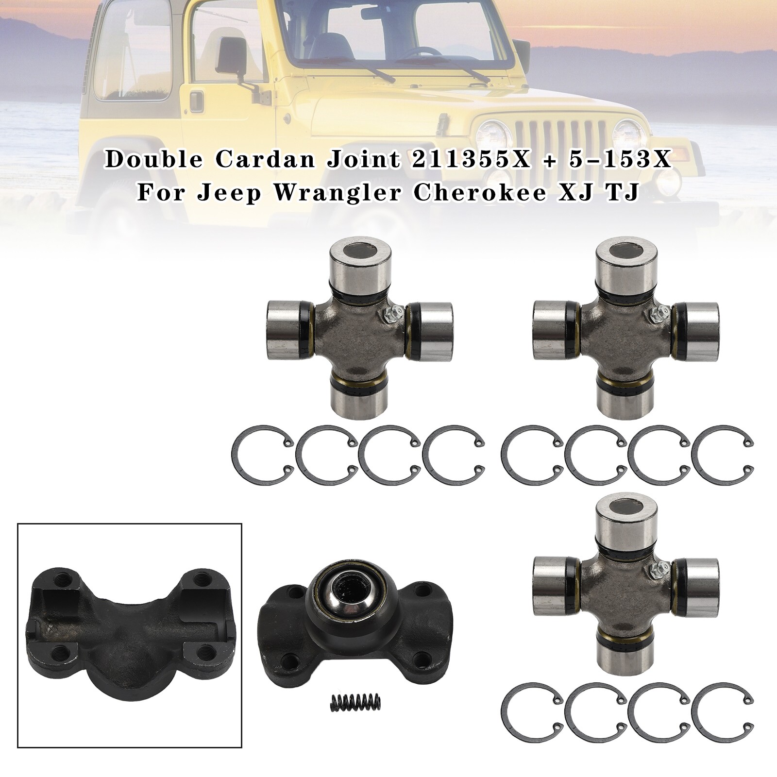 Double Cardan Joint 211355X + 5-153X For Jeep Wrangler Cherokee XJ