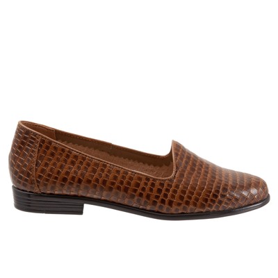

Женские коричневые узкие кожаные лоферы на плоской подошве Trotters Liz Croco T2068-291 7, Коричневый, Trotters Liz Croco