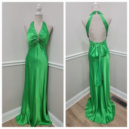 Zum Zum by Niki Livas Y2K Green Halter Formal Satin Prom Zum Zum by Niki Livas Y2K Green Halter Formal Satin Prom