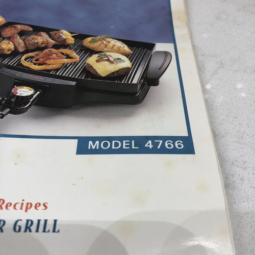 Sunbeam Grill Smart Indoor Grill Owners Manual w/Recipes Model 4766   HG53