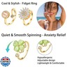 LOWNOUR Fidget Ring Anxiety Rings for Women Gold 9pcs Adjustable Spinner Ring CZ Diamond Sunflower Moon Star Four Leaf Heart Bead Fidget Rings for Anxiety Stress Relief for Women