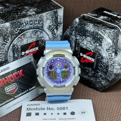 Casio G-Shock GA-100EU-8A2 Vibrant Blue Color Analog Digital Men's Fashion Watch