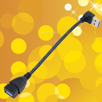 7 inch 18cm Corner USB 3.0 A Male to Female Black Upwards Changer Cable UP Cord