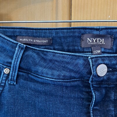 NYDJ Womens Marilyn Straight Lift Tuck Technology Denim Jeans Size 22W Blue NEW
