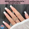 NOVO OVO White French Tip Medium Square Nail Tips Press on BABY PINK, Extra Thick Soft Gel Fake Nail Acrylic Extension, Need Builder Gel Top Coat, No Glue Included, for Salon DIY 15 Sizes x 240 pcs