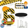 MiniInflat Construction 6th Birthday Number Sign Centerpiece Truck 6th Sign Construction Birthday Party Supplies Wooden Excavator Hat 6 Years Old Number for Boys Anniversary