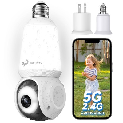 2K Light Bulb Security Camera Outdoor, 5G&2.4G WiFi Wireless Cameras for Home...