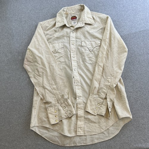 ラッキー Miller Western Wear Shirt Mens Large White Pearl Snap Long