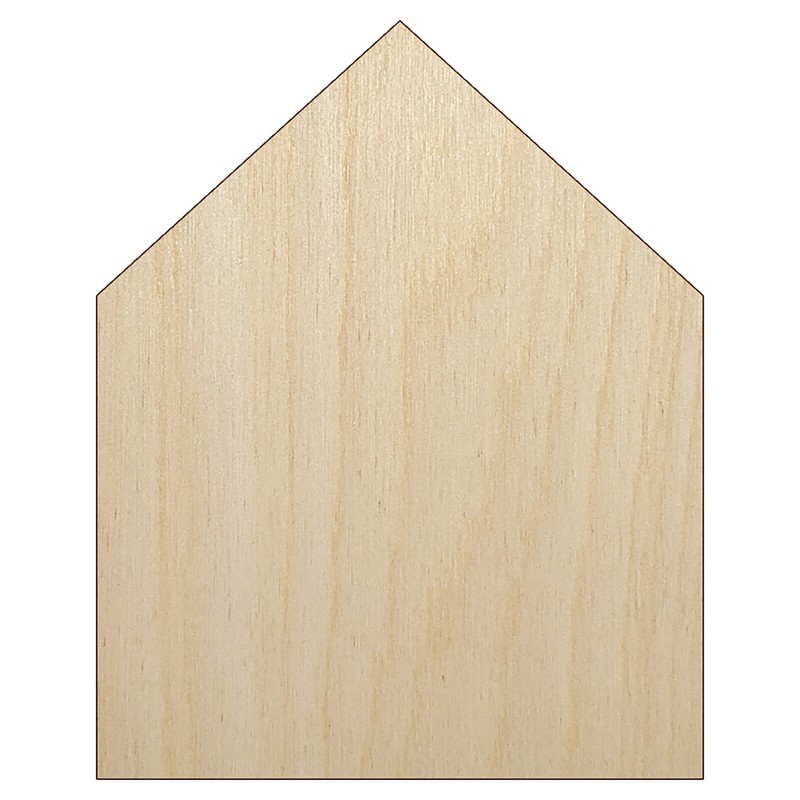 Simple House Solid Unfinished Wood Shape Piece Cutout for DIY