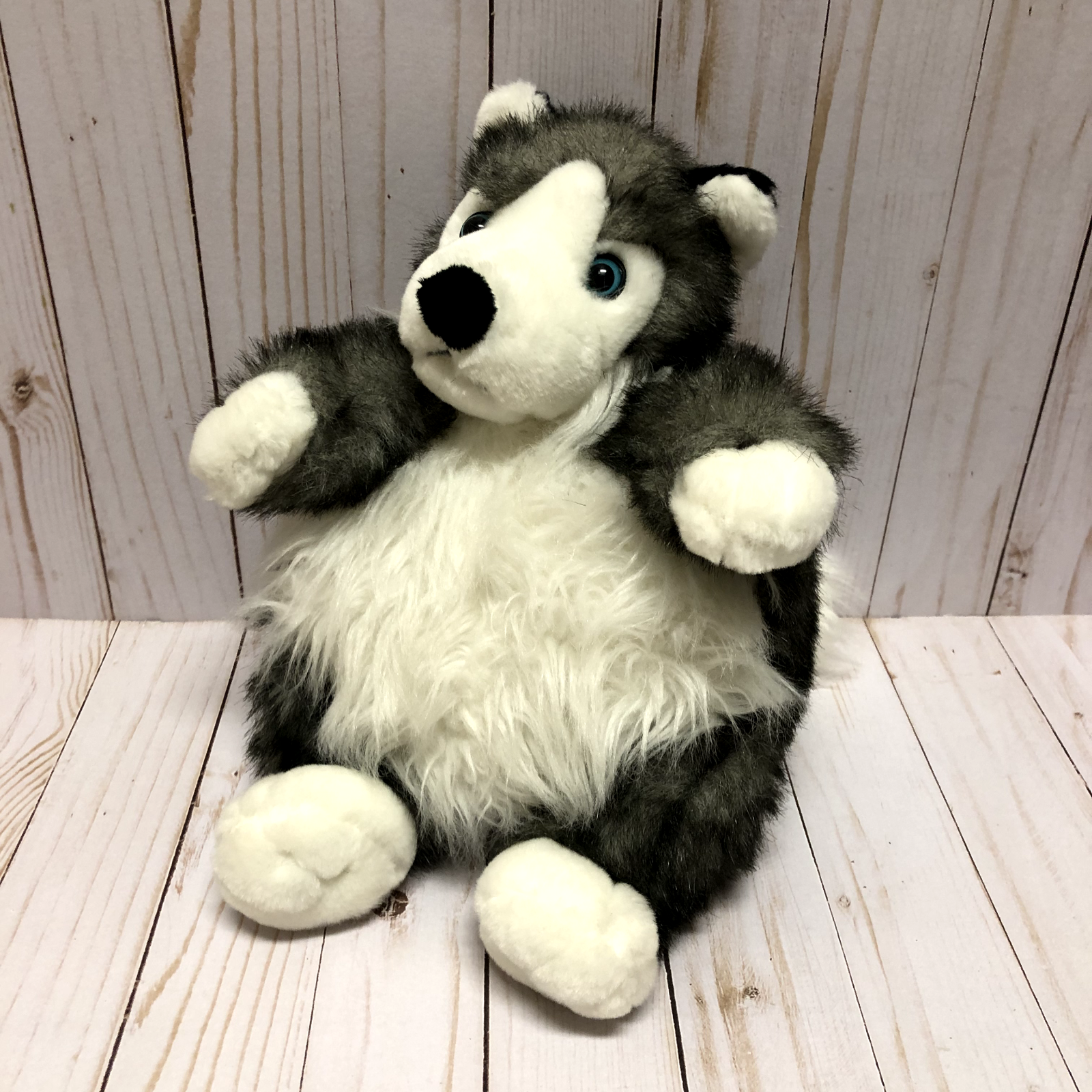 Unipak Wolf Plumpee Plush Stuffed Animal 10 Inch Round Chunk