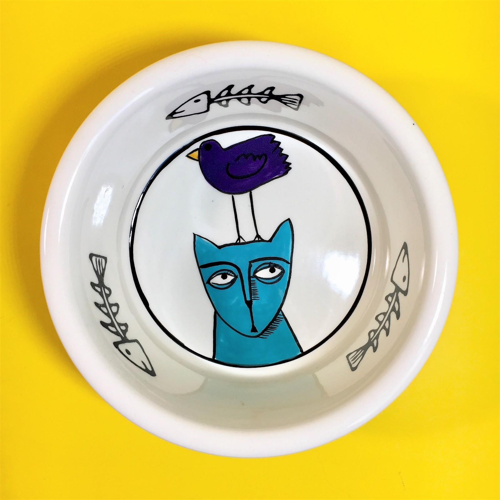 JESTER Ursula Dodge Design Stoneware Cat Kitty Food Water Large Bowl Dish