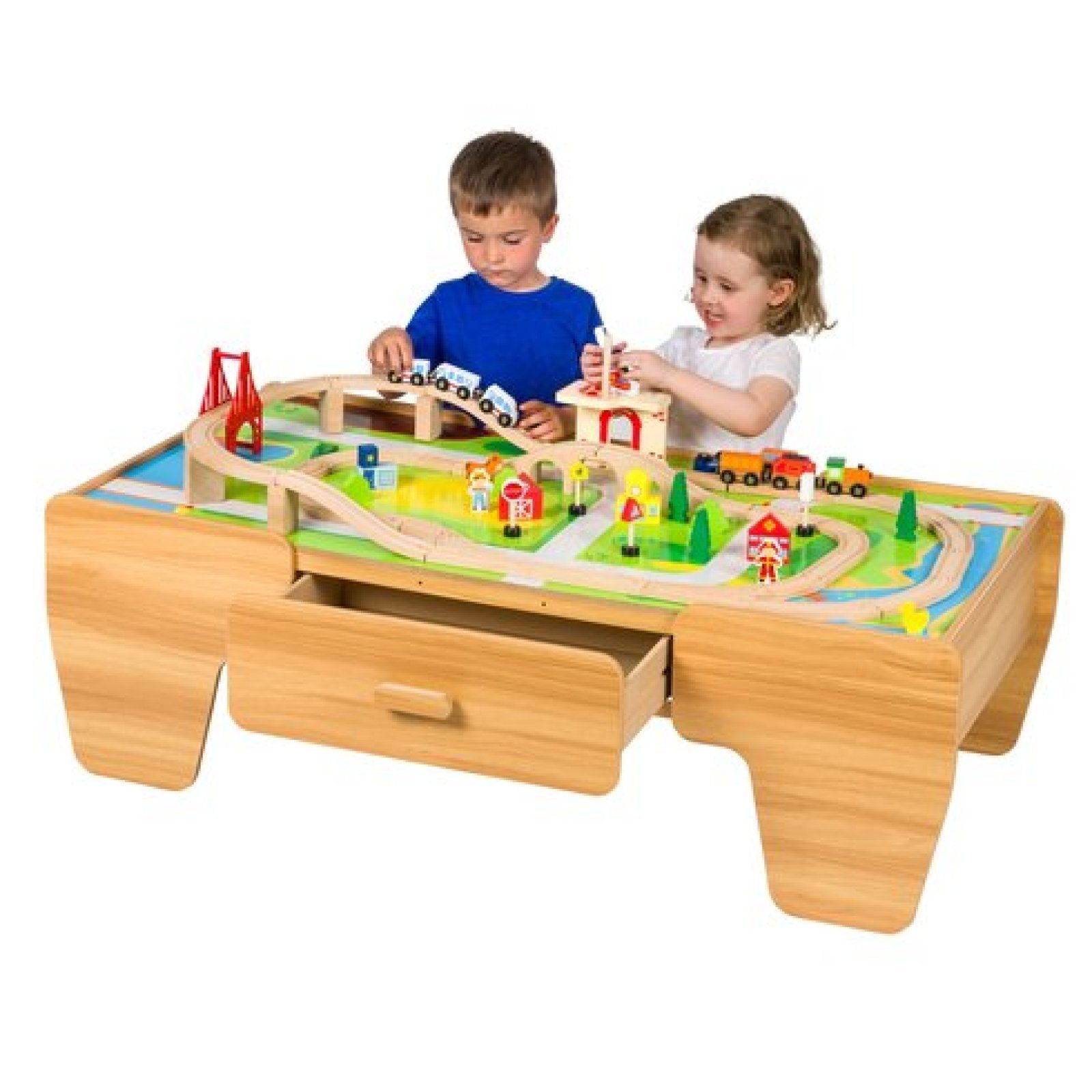 80 piece wooden train set