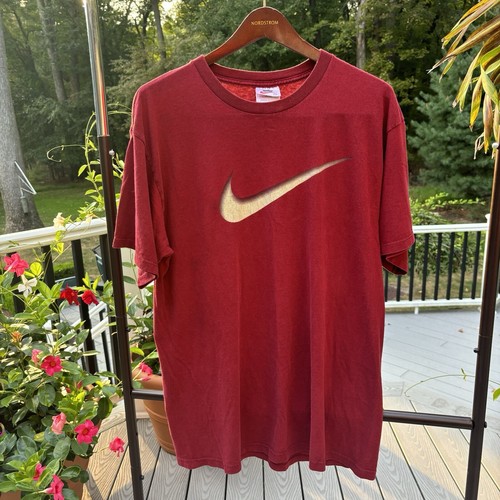トップス NIKE 90s 00s archive big swoosh t-shirt Vintage 90s Nike Big Logo Center Check Swoosh Green T Shirt