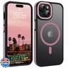YINLAI Case for iPhone 15 Plus 6.7-Inch, iPhone 15 Plus Phone Case Magnetic [Compatible with Magsafe] Slim Translucent Matte Men Women Girls Shockproof Protective Back Cover, Black/Pink