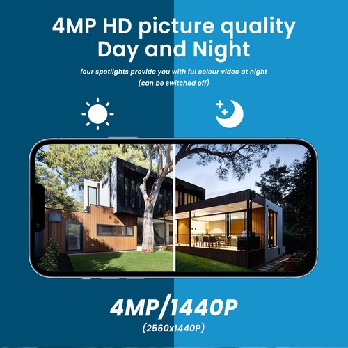 4MP Solar Wireless Security Camera 360° PTZ 3K WIFI Battery Camera Outdoor Audio