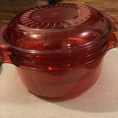 Tupperware Stack Cooker Cranberry 5 Piece Steamer Colander Microwave 3qt 2193A-2