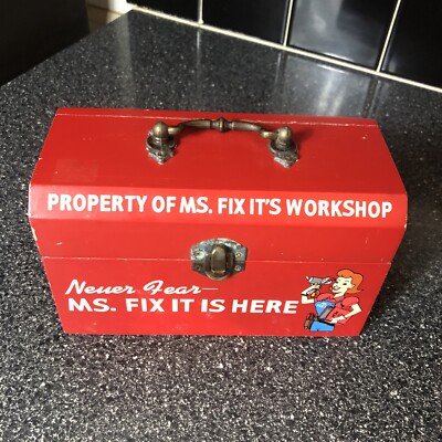 MS. FIX IT STORAGE BOX W/ CLOCK ENESCO 2003 Works